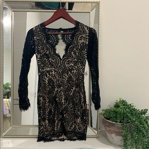 Black dress with nude underlay